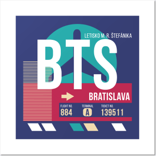 Bratislava, Slovakia (BTS) Airport Code Baggage Tag Posters and Art